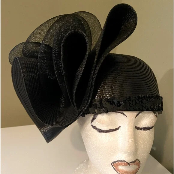 Really Cute and Stylish Black Church Dress Hat Black Womens Church Hat, Formal Church Hat, Mother of the  main image 2